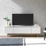 Rack Para Tv 75 Polegadas Flynt 180cm Moderno E Sofisticado Off White /natural