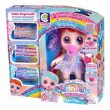 Boneca Mini Baby Rainbow Surprise Faz Xixi Com Mechas Lilas Cotiplas