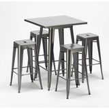Mesa Alta Bistrô De Bar + 4 Banquetas Altas Iron Tolix