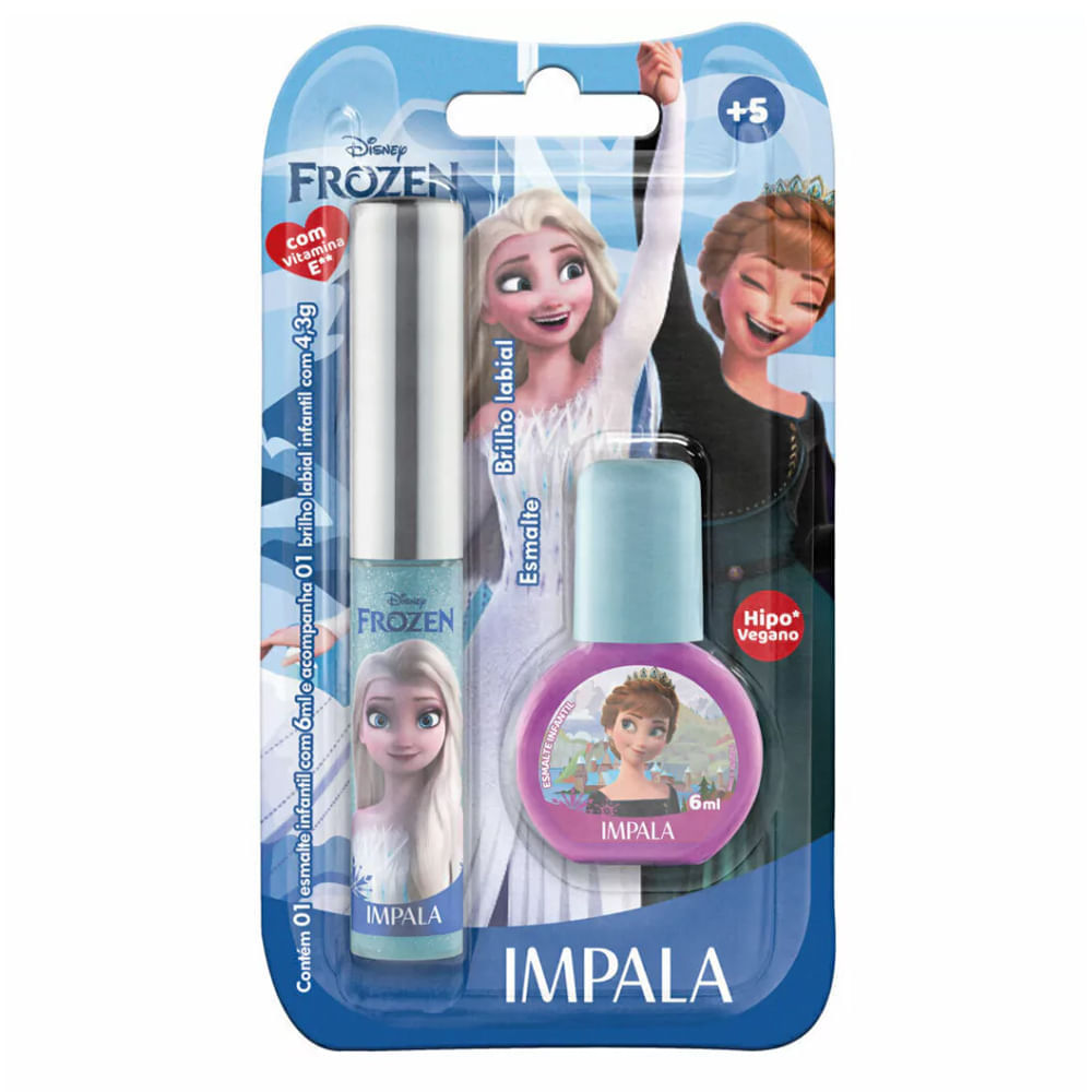 Kit Brilho Labial E Esmalte Infantil Impala Frozen