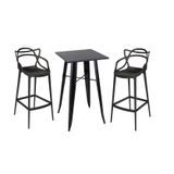 Kit Mesa Tolix Bistrô Bar Com 2 Banquetas Allegra Altas - Preto