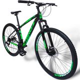 Bicicleta Aro 29 Rino Start Shimano 21 Velocidades - Preto/verde - 19 &quot;