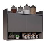 Armário Aéreo Cozinha Multiuso Cecília 70cm 02 Portas Grafite - Desk Design