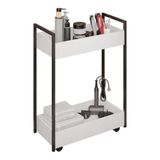 Carrinho Auxiliar Para Salão De Beleza Lara 70cm Em Aço Com Rodízios Branco - Desk Design