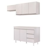 Cozinha Planejada Lux 3 Peças 100%mdf Com Balcão Gabinete Tampo 120cm 3 Gavetas Branco - Desk Design