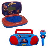 Kit Laptop Spider-man + Boombox Karaoke - Homem Aranha