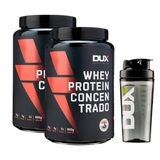 Kit 2 Whey Concentrado 900g Doce De Leite + Coqueteleira Dux - Dux