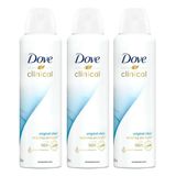 Kit 3 Desodorante Dove Clinical Original Clean 91g Cada