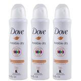 Kit 3 Desodorante Dove Aerosol Feminino Dove Invisible Dry 150ml Cada