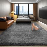 Tapete Area Ophanie 4x6 Grey Fluffy Shag Tapete Para Quarto