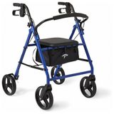 Andador Adulto Idoso Com Apoio De Braco, Assento Acolchoado E Cesto, Suporta Ate 158 Kg, Medline Mds86850ebs8, Azul