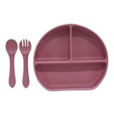 Kit Refeição 3 Peças Silicone Bebês N240278-3 Rosa - Quanhe