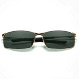 Óculos De Sol Retangular Masculino Com Proteção Uv400 Polarizados Dourado