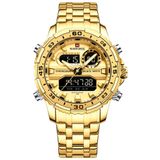 Relógio Analógico Masculino Impermeável Pulseira De Aço Inoxidável Digital Dourado