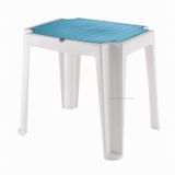 MESA PLASTICA INFANTIL VERSA BRANCA COM TAMPA DE PLASTICO AZUL