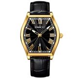 Relogio Analógico Masculino De Quartzo Design Criativo Tonneau À Prova D&#39;água Preto Dourado