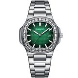 Relogio Masculino Casual Quadrado Em Aço Inoxidável Impermeavel 3atm Verde
