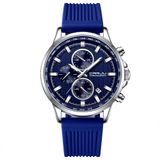 Relógio De Pulso Quartzo Masculino Design Esportivo 3atm Impermeável Azul