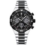 Relogio De Pulso Masculino De Quartzo Design Casual Esportivo Luminoso Impermeável Preto Prata