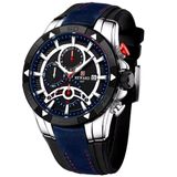 Relógio De Pulso De Quartzo Pulseira De Silicone Luminoso Impermeavel Azul Prata