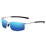Óculos De Sol Retangular Masculino Com Proteção Uv400 Polarizados Azul