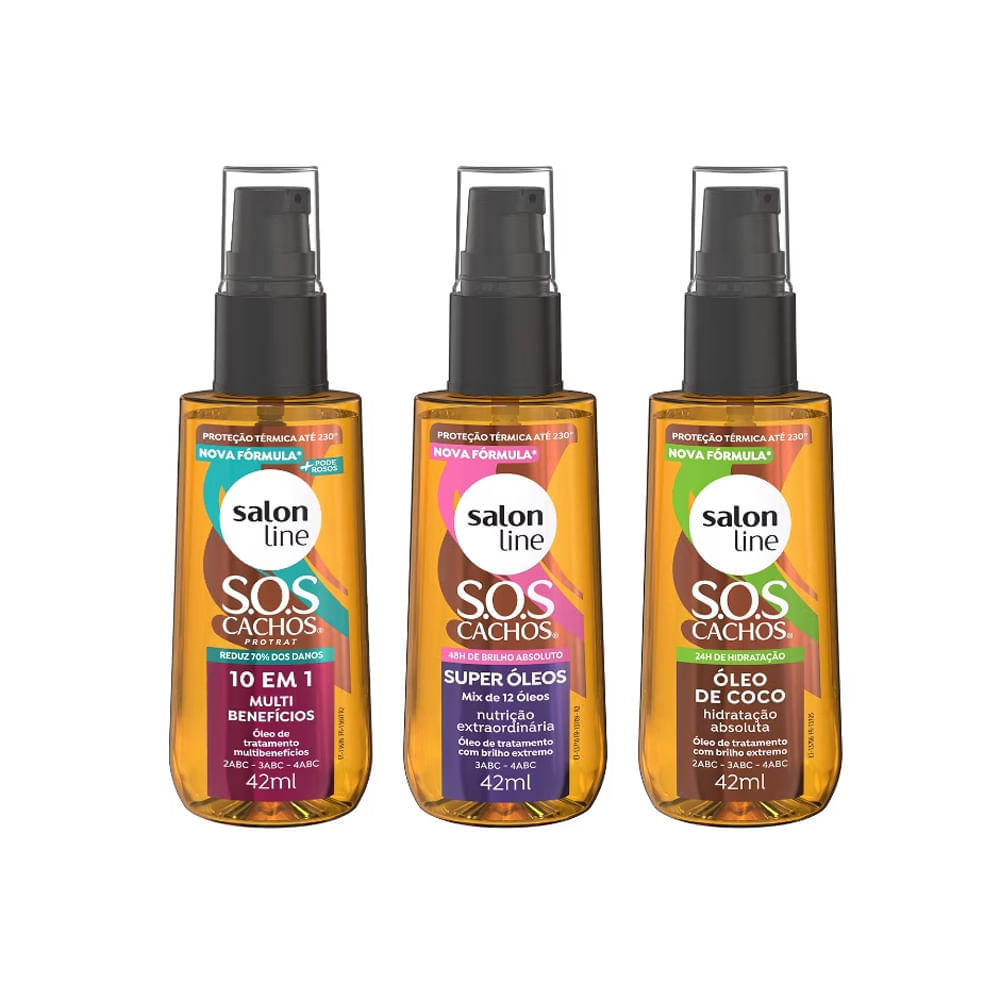 Kit 3 Óleos Capilares Salon Line Coco + Super Óleos + Multibenefícios 42ml