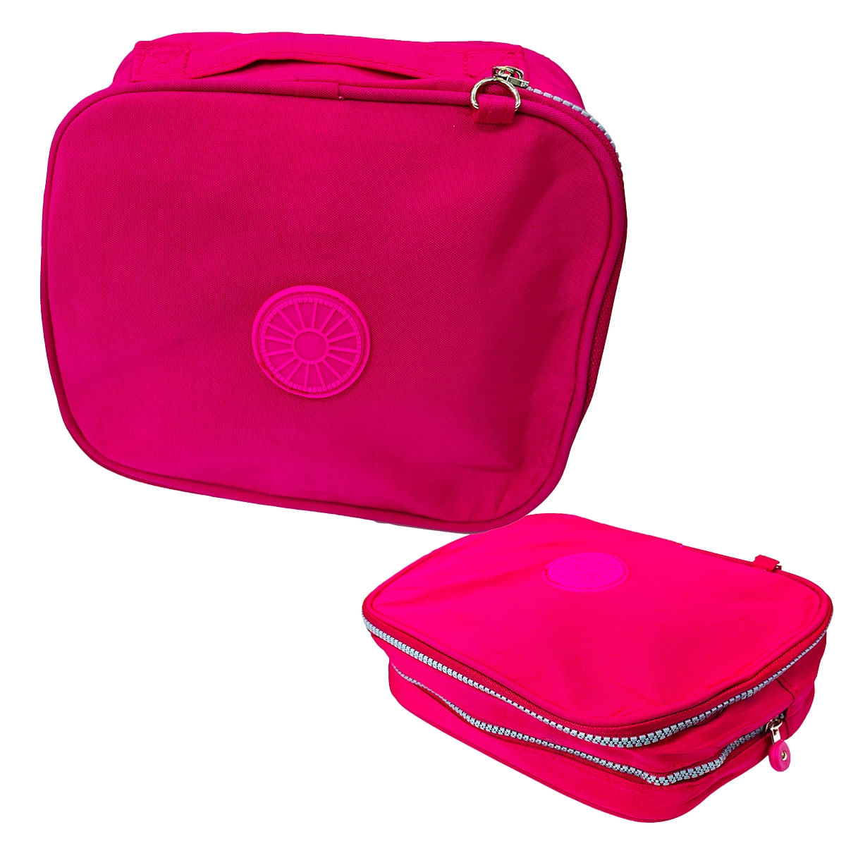 Estojo Box Escolar Quadrado Organizador Grande Liso Com 2 Divisórias Bolsinha