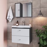Gabinete Para Banheiro Suspenso 50cm Com Lavatorio Espelheira Clvp01 Versato Nova Móbile Grafite/branco