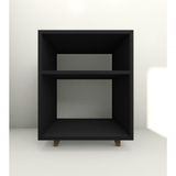 Mesa Cabeceira Nicho Quarto 39x50x37 Preto Pés Amadeirados