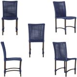 Mesa Ascoli 120 Cm Com 6 Cadeiras Cannes De Alumínio Trama Azul