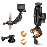 Suporte De Guidão 360° + Adaptador Para Câmeras Gopro E Similares