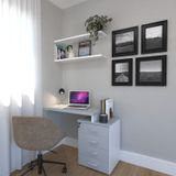 Escrivaninha Para Escritório E Home Office Com 4 Gavetas Branco/cinza Cristal