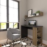 Conjunto De Mesa Com Prateleiras Para Escritório Ou Home Office 100 Cm De Largura Preto/carvalho Mel