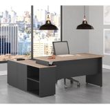 Mesa Para Escritório Diretor Em L 170x150cm Com Armário 1 Porta 1 Gaveta E 1 Pasta Suspensa Espresso Móveis Marrom/preto