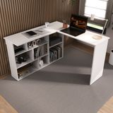 Mesa De Escritório 115,5x120cm Em L 8 Nichos Montecello Yescasa Branco/branco