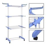 Varal De Chão Pra Roupa Inox 3 Três Andares Retrátil Cor Azul