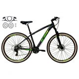 Bicicleta Aro 29 Ksw Xlt 24v Freios Disco Hidráulicos Garfo Suspensão Pneu Faixa - Preto/verde Tam.17