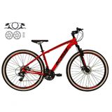 Bicicleta Aro 29 Ksw Xlt 24v Freios Disco Hidráulicos Garfo Suspensão Pneu Faixa - Vermelho Tam.19