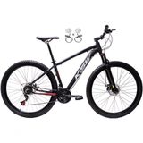 Bicicleta Aro 29 Ksw Xlt 24v Freios Disco Hidráulicos Garfo Suspensão - Preto/vermelho/branco Tam.19