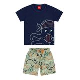 Conjunto Infantil Menino Camiseta E Bermuda Polvo Azul  – Kyly - 2 Anos