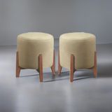 Kit 2 Puff Decorativo Para Sala Redondo Luxo Viena Corino
