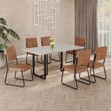 Conjunto Sala De Jantar Mesa 160x90cm Base Lunna Tampo Mdf Laca Com Vidro Napoli Marrom /preto