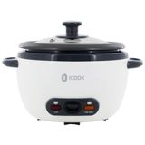 Panela De Arroz Eletrica 1,8 Litros De Capacidade Com Tampa De Vidro, 110v 700w, Icook, Branco