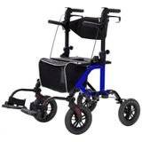 Andador 2 Em 1 Para Adultos E Idosos De Ate 136 Kg Dobravel Com Encosto Reversivel, Elenker, Azul