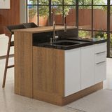 Ilha De Cozinha Com Bancada E Balcão 120 Cm Rustic/branco Stella Madesa Rustic/branco