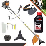 Máquina De Cortar Grama Á Gasolina Tekna Rl520p-plus 2t 52cc 2hp Roçadeira Com Lâmina De Corte 3 Pontas E Carretel Nylon + Óleo Toyama 2 Tempos