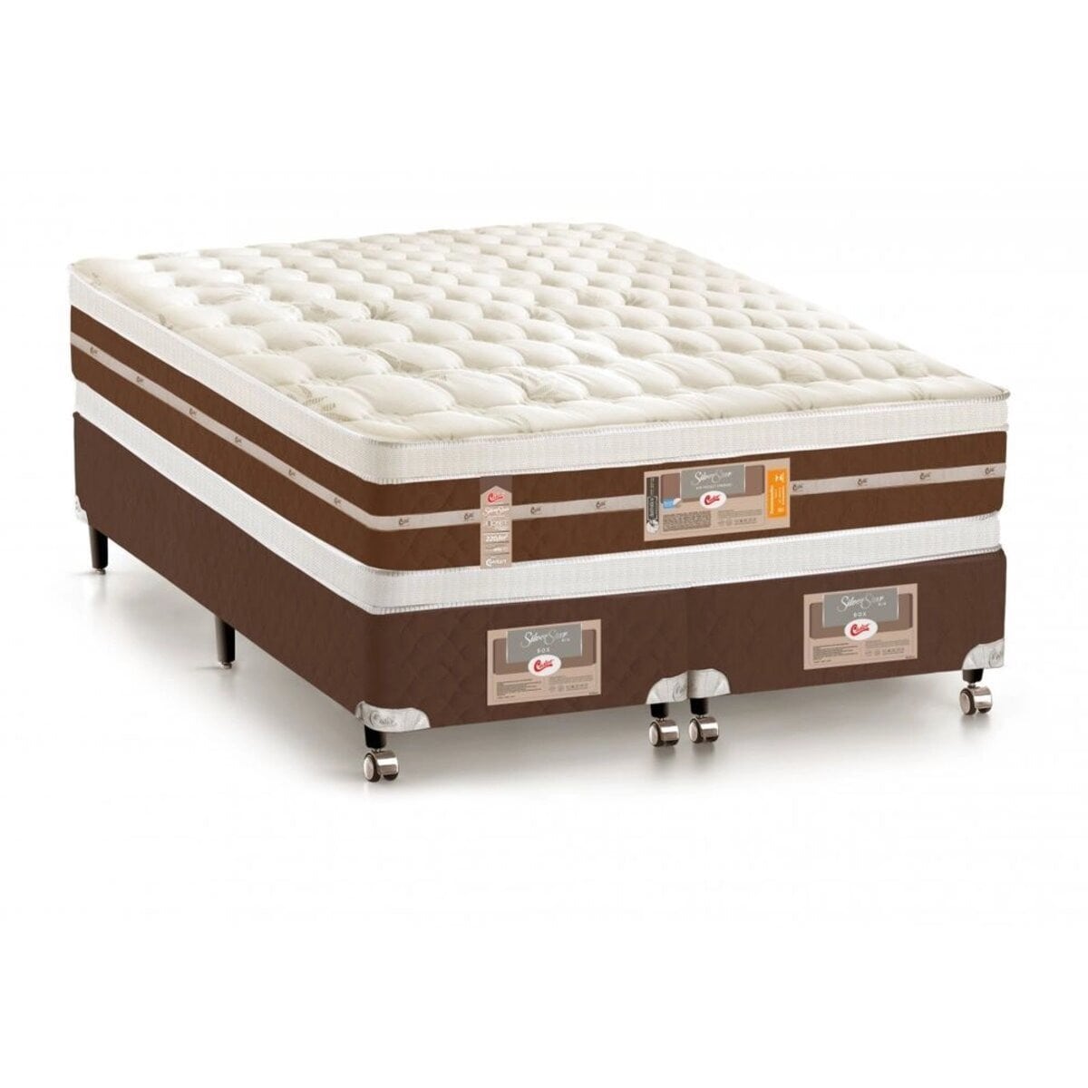 Cama Box Queen Castor Silver Star Air Double Pocket Hibrido 158x198x61 + Box Castor