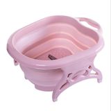 Bacia Dobrável Alivia Dores Para Pés Hidromassageador - Rosa