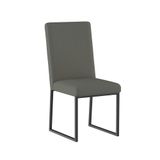 Cadeira Estofadas Base De Ferro Preto Para Mesa De Jantar Cinza