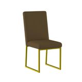 Cadeira Para Mesa De Jantar Base Industrial Dourado Balaqui Marrom